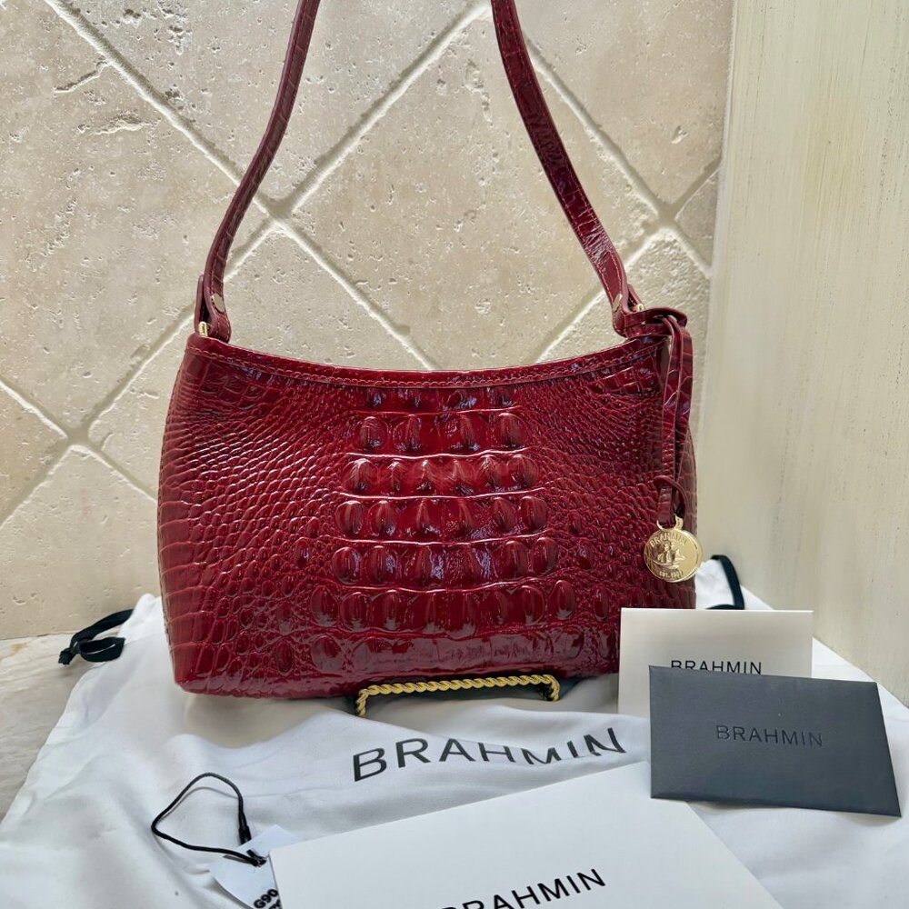 BRAHMIN Anytime Mini Shoulder Bag, Melbourne Leather in Chianti NWT